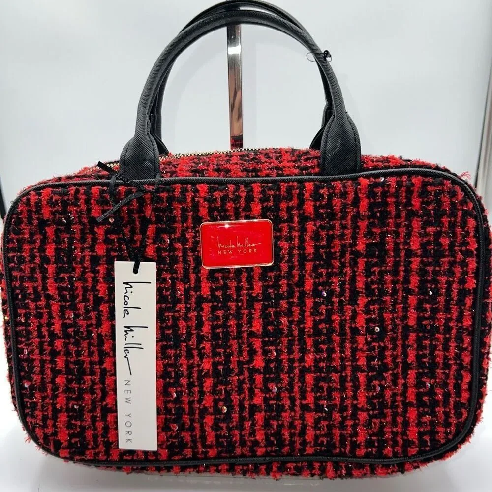 Nicole Miller Metallic Sparkle Tweed Cosmetic Case